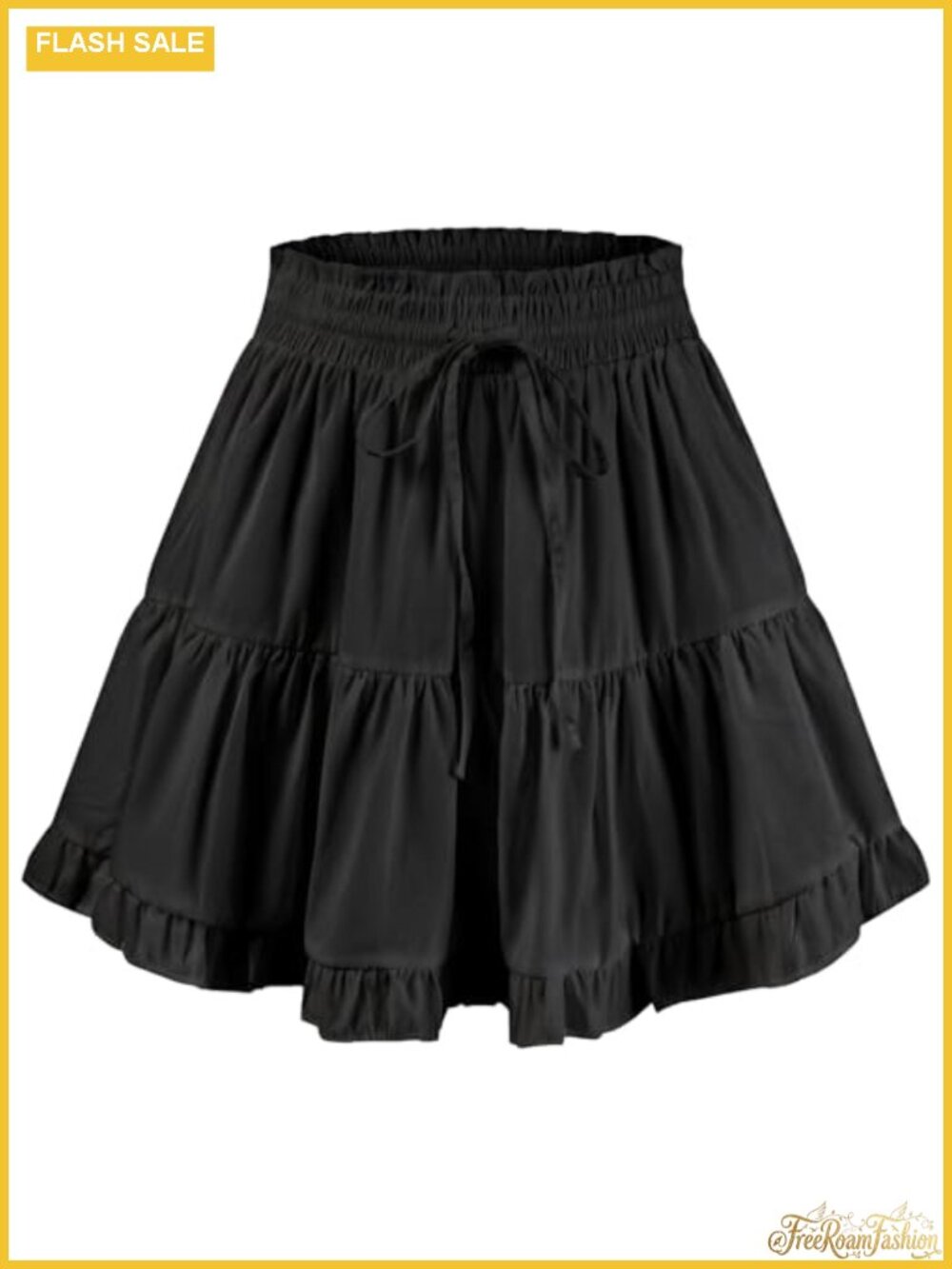 Women's Flowy A-Line Ruffled Mini Skirt High Waisted Drawstring